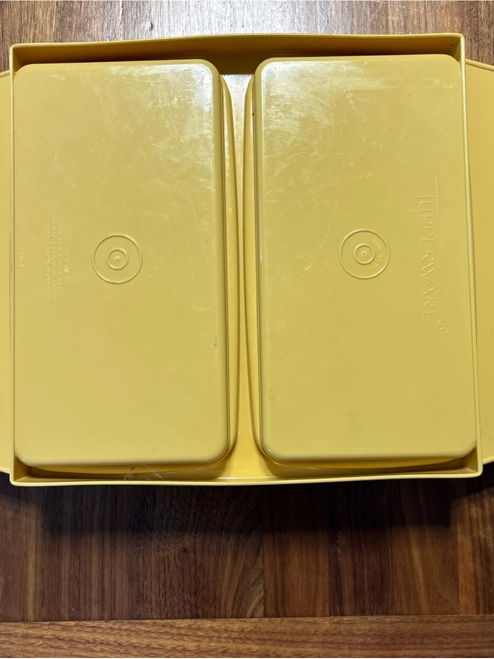 Vintage Tupperware Deviled Egg Keeper Carrier in Harvest Gold  723-2 USA